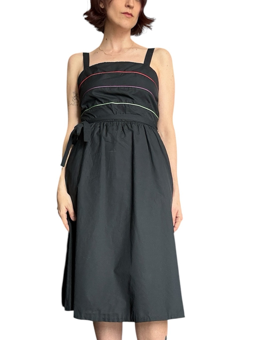 True Vintage 70s/80s Midi Sundress with Neon Piping - Union Made in Canada 🇨🇦